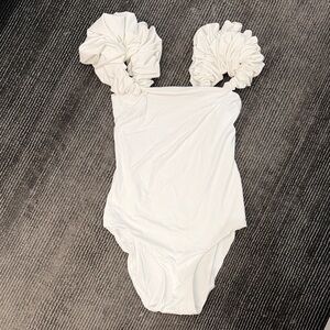 White Ruffled One-Piece Swimsuit